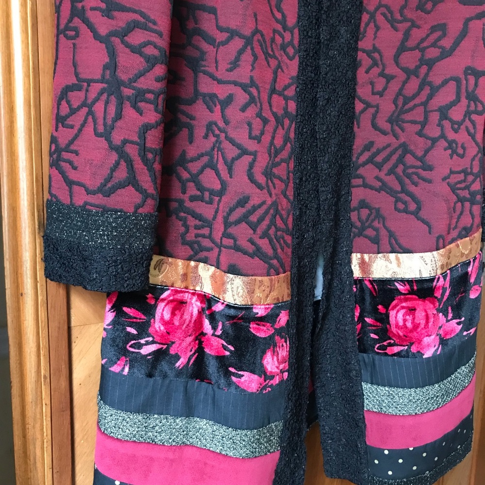 Chico’s Patch Work Holiday Jacket Knit Collet Sz L - image 4